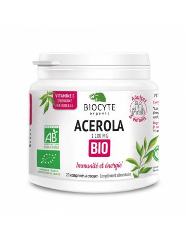 Acérola Bio 20 comprimés Biocyte - Bioax.fr