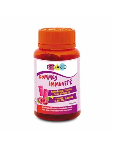 Pediakid Gommes Immunite Gout Framboise 60 Oursons - Easypara